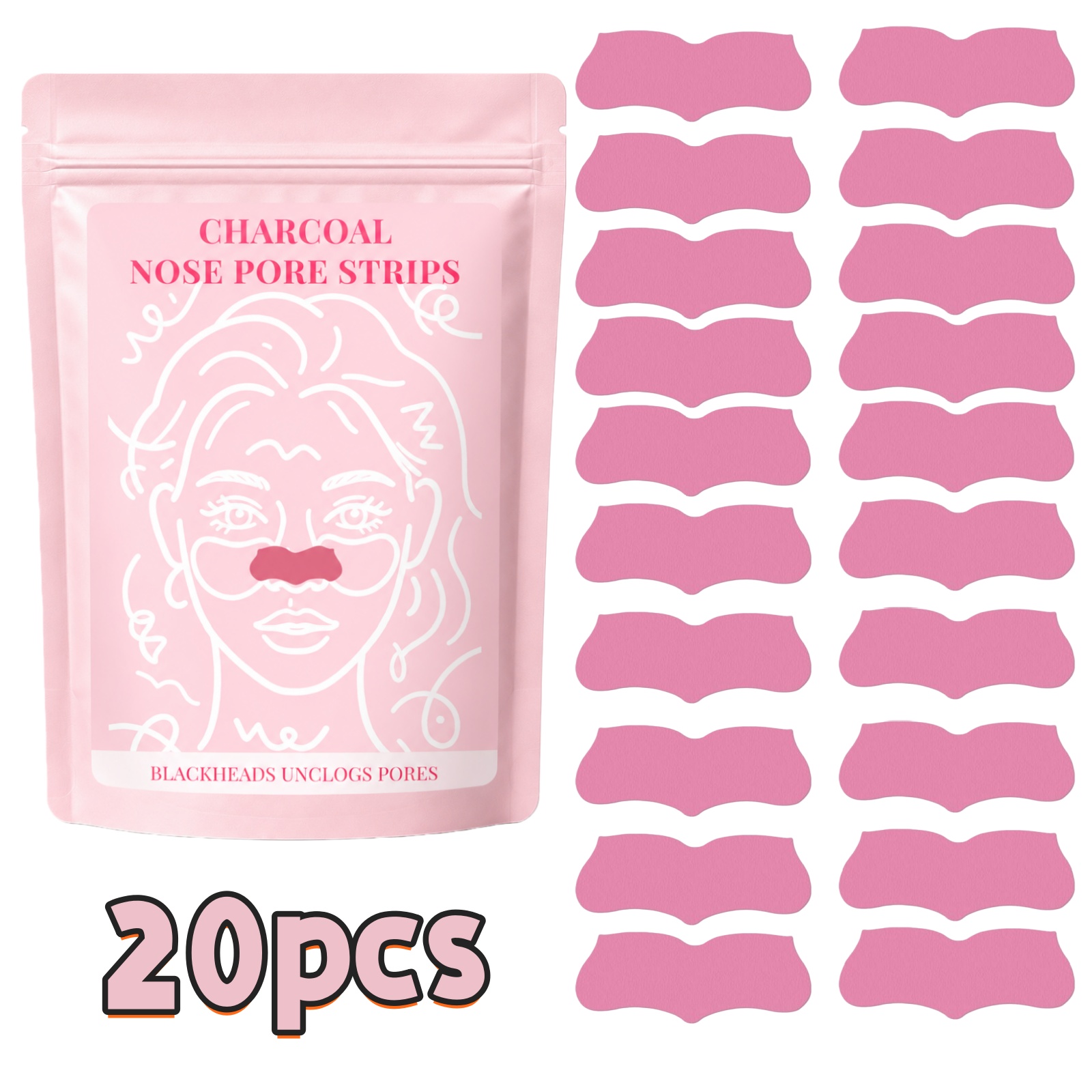 Charcoal Pore Strip - 20 Peças de Tiras Removedoras de