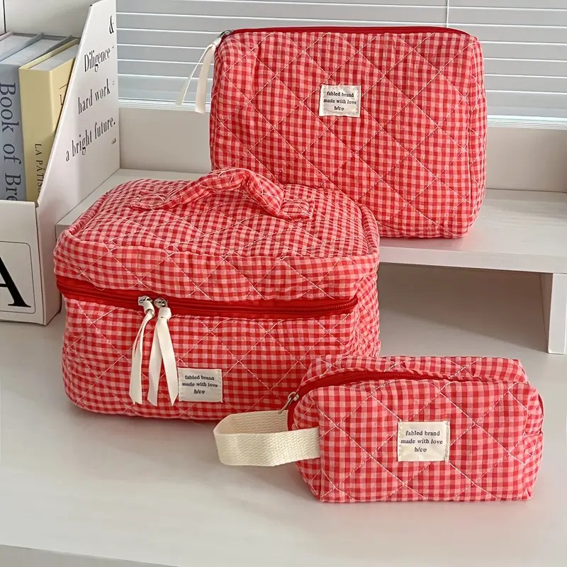Skincare B Erl - Mulheres grande capacidade xadrez saco de
