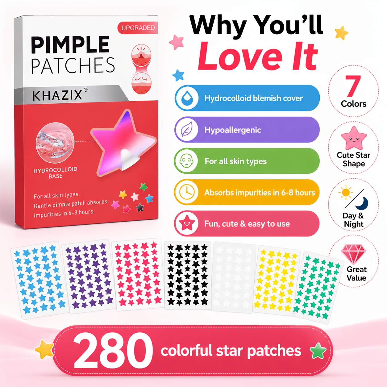 280 Adesivos Estrela para Espi - Hydrocolloid Acne Patch avaliação e preço